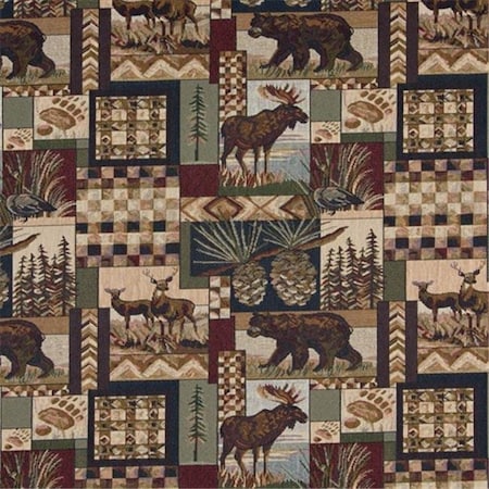 Designer Fabrics <p>Bears, deer, moose, acorns and pine trees, themed tapestry upholstery fabric by t A014